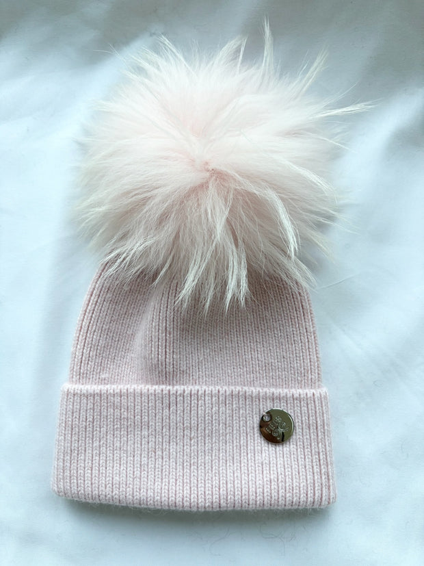 Children’s hats - pom pom Baby pink