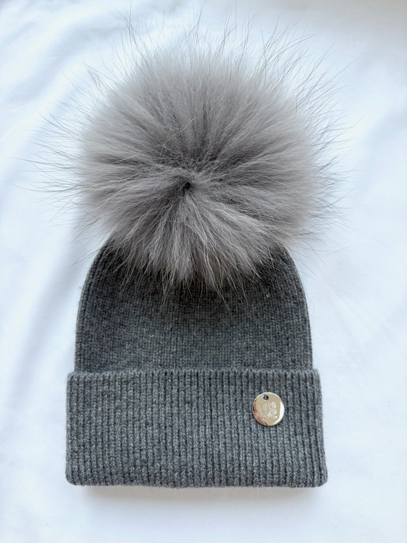 Children’s hats - pom pom dark grey