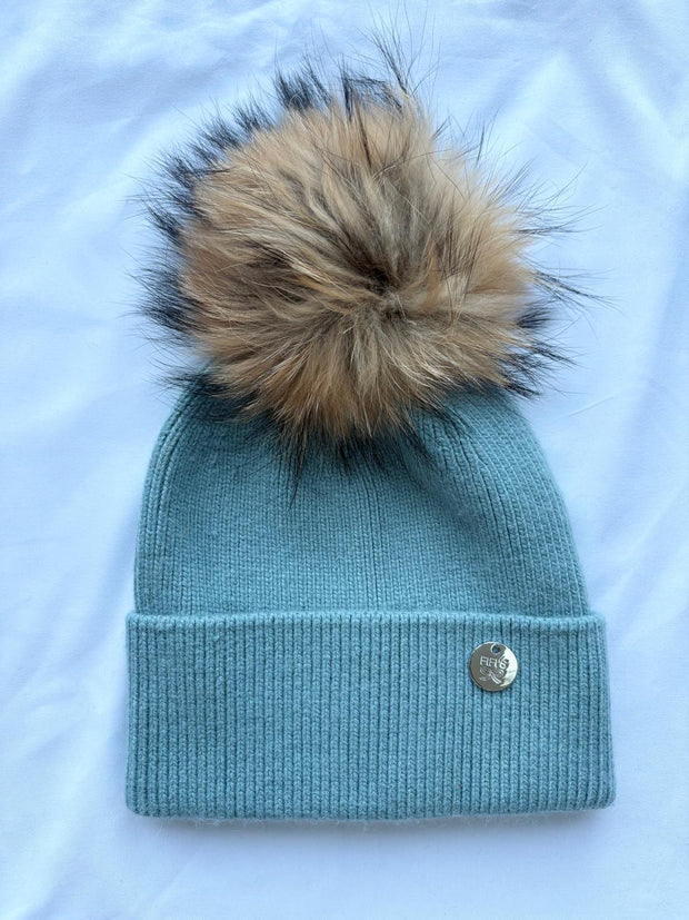Adult - fine knit pom pom - Teal