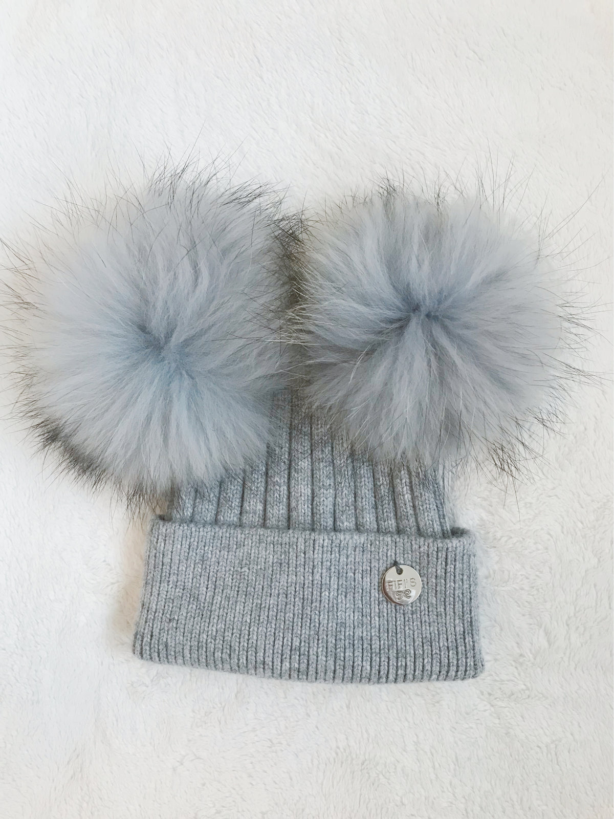 Baby Cashmere double -  Grey with matching pom