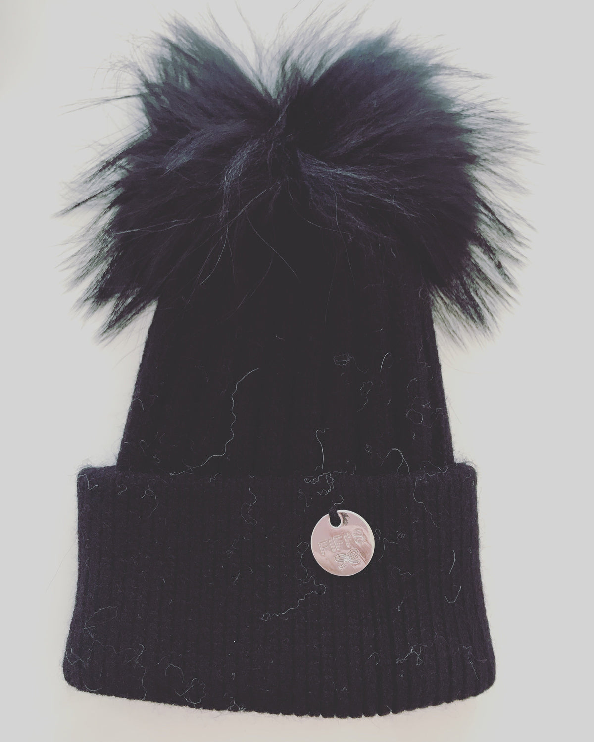 Baby Cashmere single - Black with matching pom