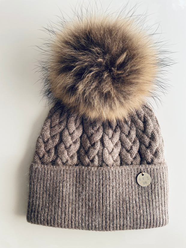 Cashmere single - Cable-knit Biscuit