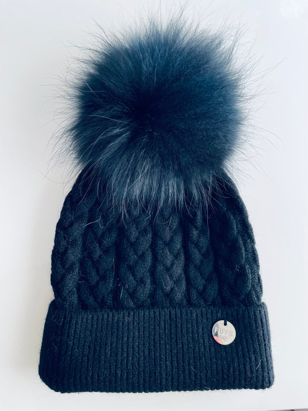 Cashmere single - Cable-knit Black