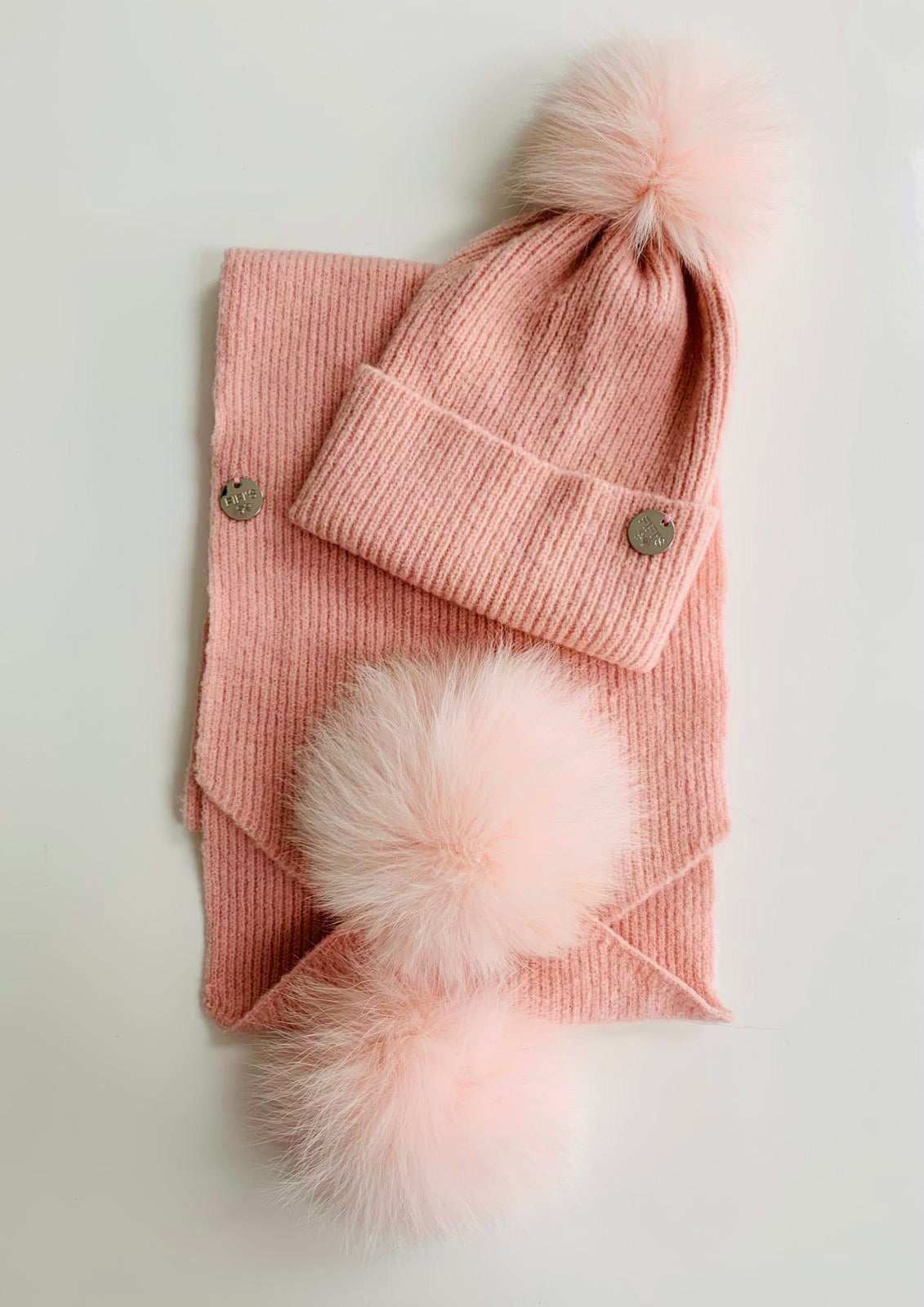 Children’s hat and scarf set - Pink
